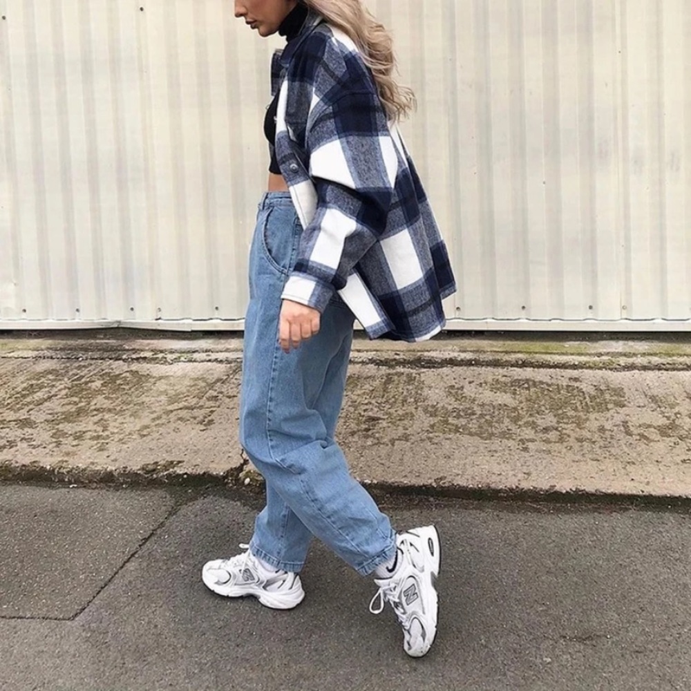 SOLD OUT Royal Plaid Oversized Flannel Shacket Shirt Jacket - Picture 3 of 4